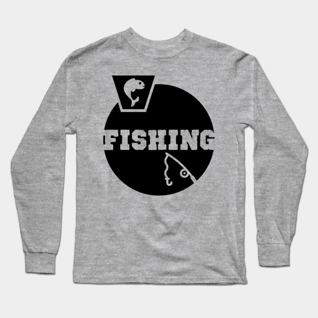 Fishing Birthday Gift Shirt. Includes a Fish and a Fishing Rod. Long Sleeve T-Shirt by KAOZ